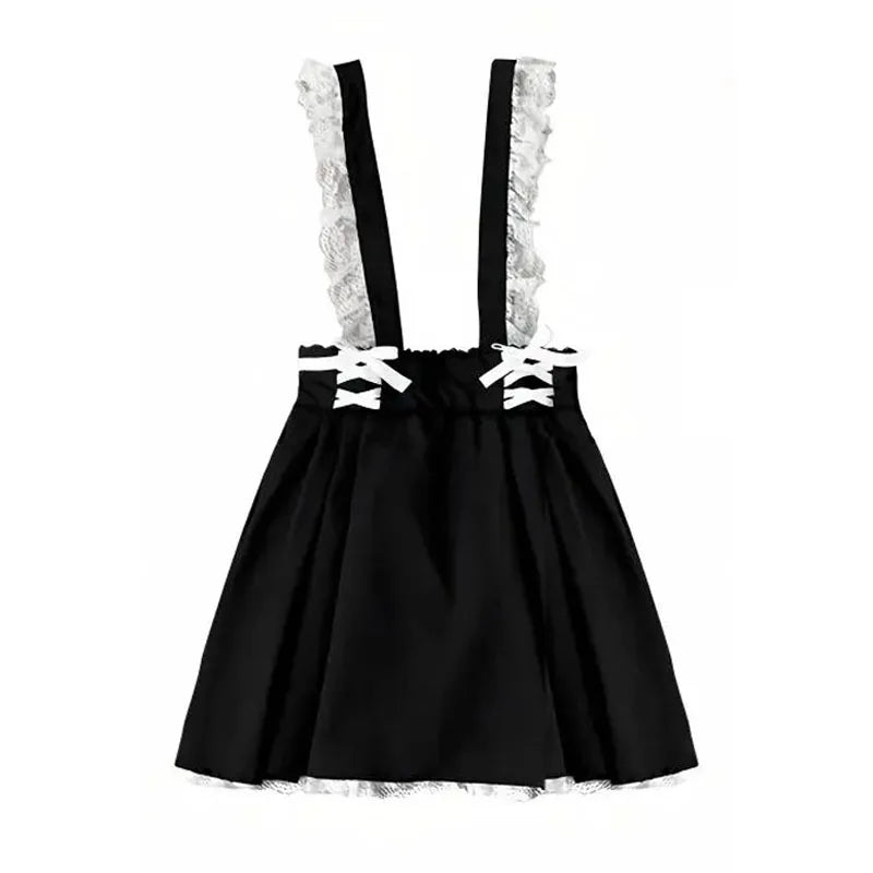 Japanese Gothic Y2k Lolita Skirt Women Elegant Sweet Lace Ruffles Ribbon Bandage Mini Skirts Girls Sexy Cute Punk Party Skirt