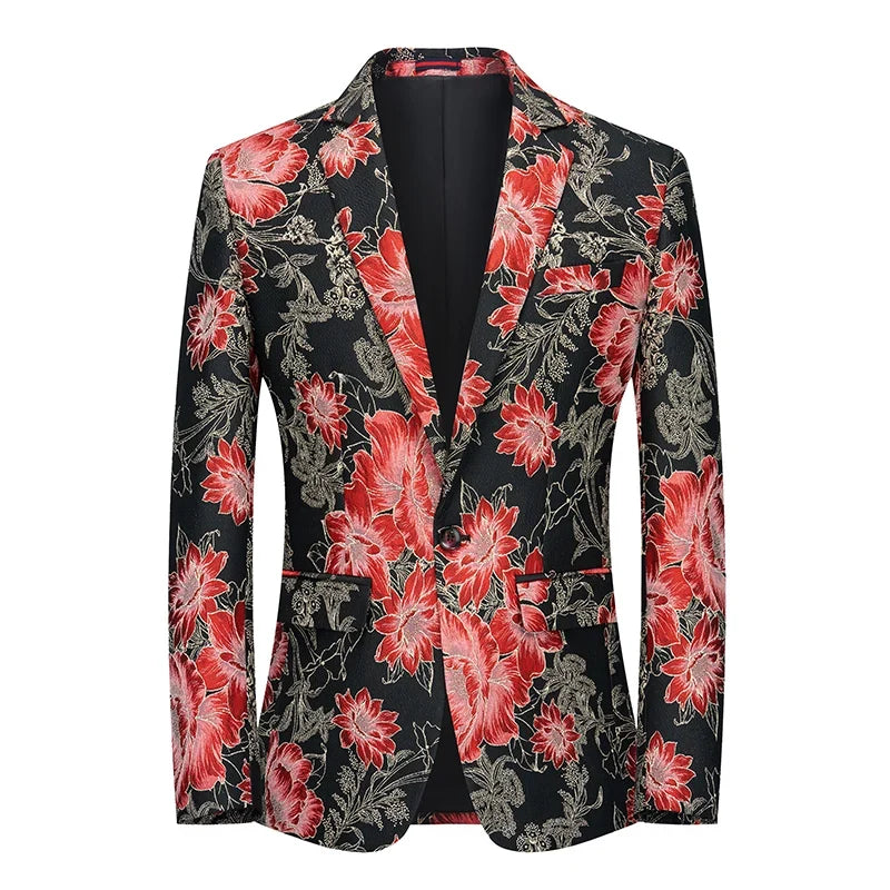 2026 New Men's Pink Embroidered Suit Jacket, Wedding Party Dress Coat, Fashionable Slim Male Blazers, Asian Size M-5XL 6XL