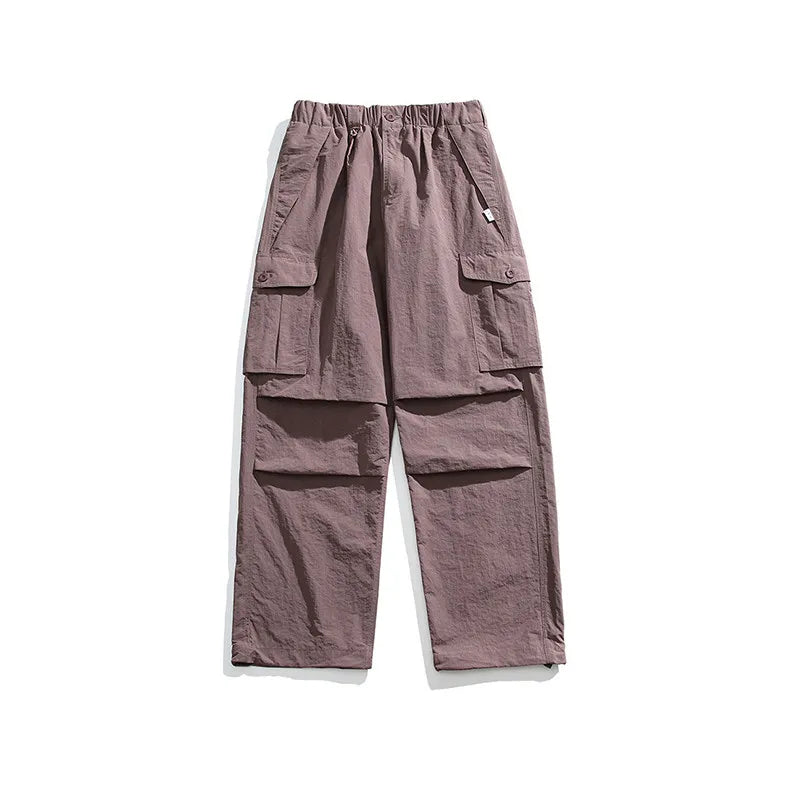 Mens Womens Spring Summer Lightweight Quick Dry Baggy Loose Paratrooper Cargo Pants Outdoor Techwear Multi Pocket Streetwear