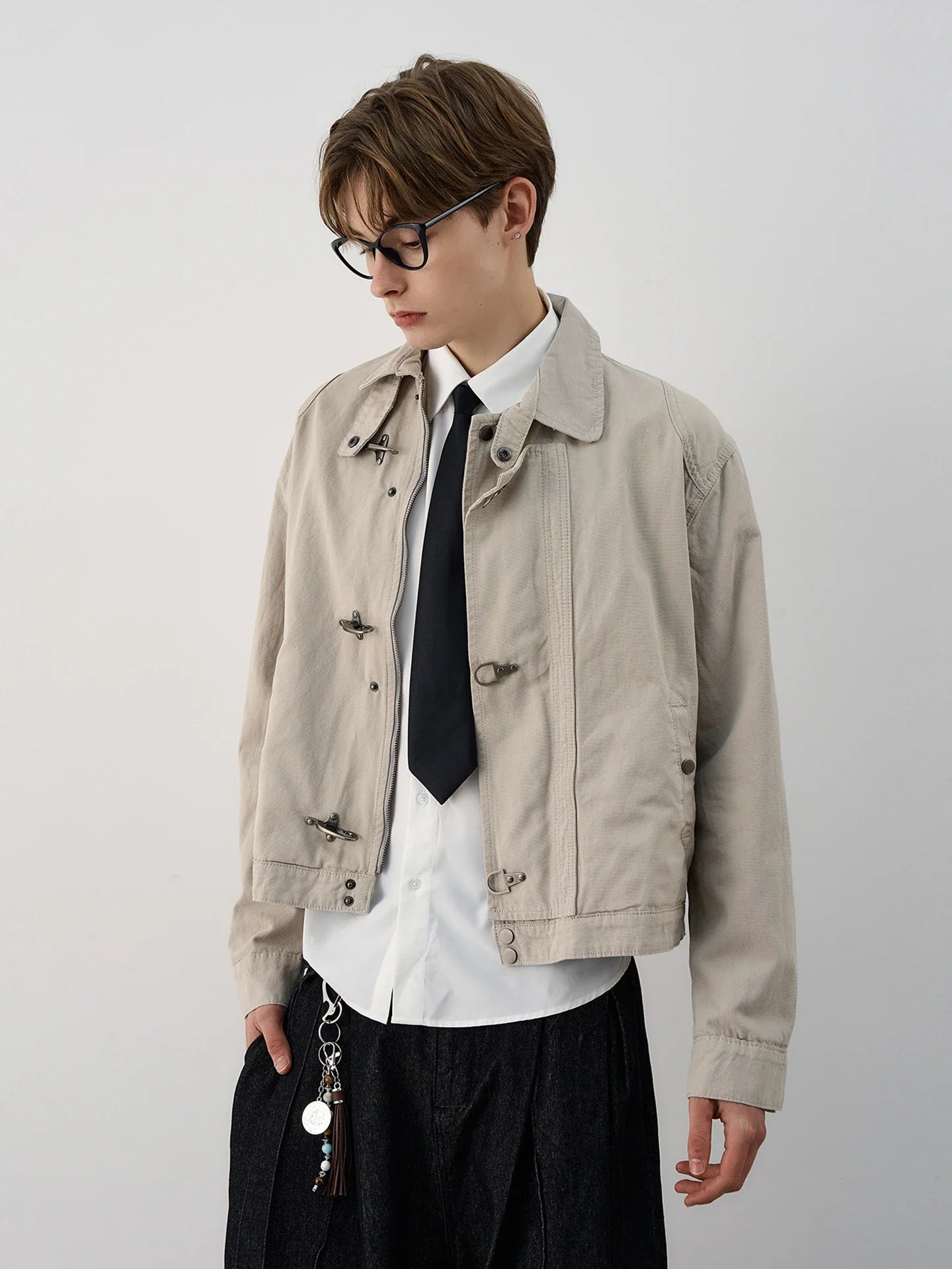 Harajuku Retro Black Gothic High Street Airplane Buckle Jacket for Men and Women Korean Fashion Y2k American Retro Casual Jacket