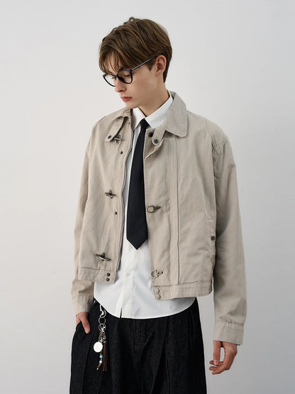Harajuku Retro Black Gothic High Street Airplane Buckle Jacket for Men and Women Korean Fashion Y2k American Retro Casual Jacket