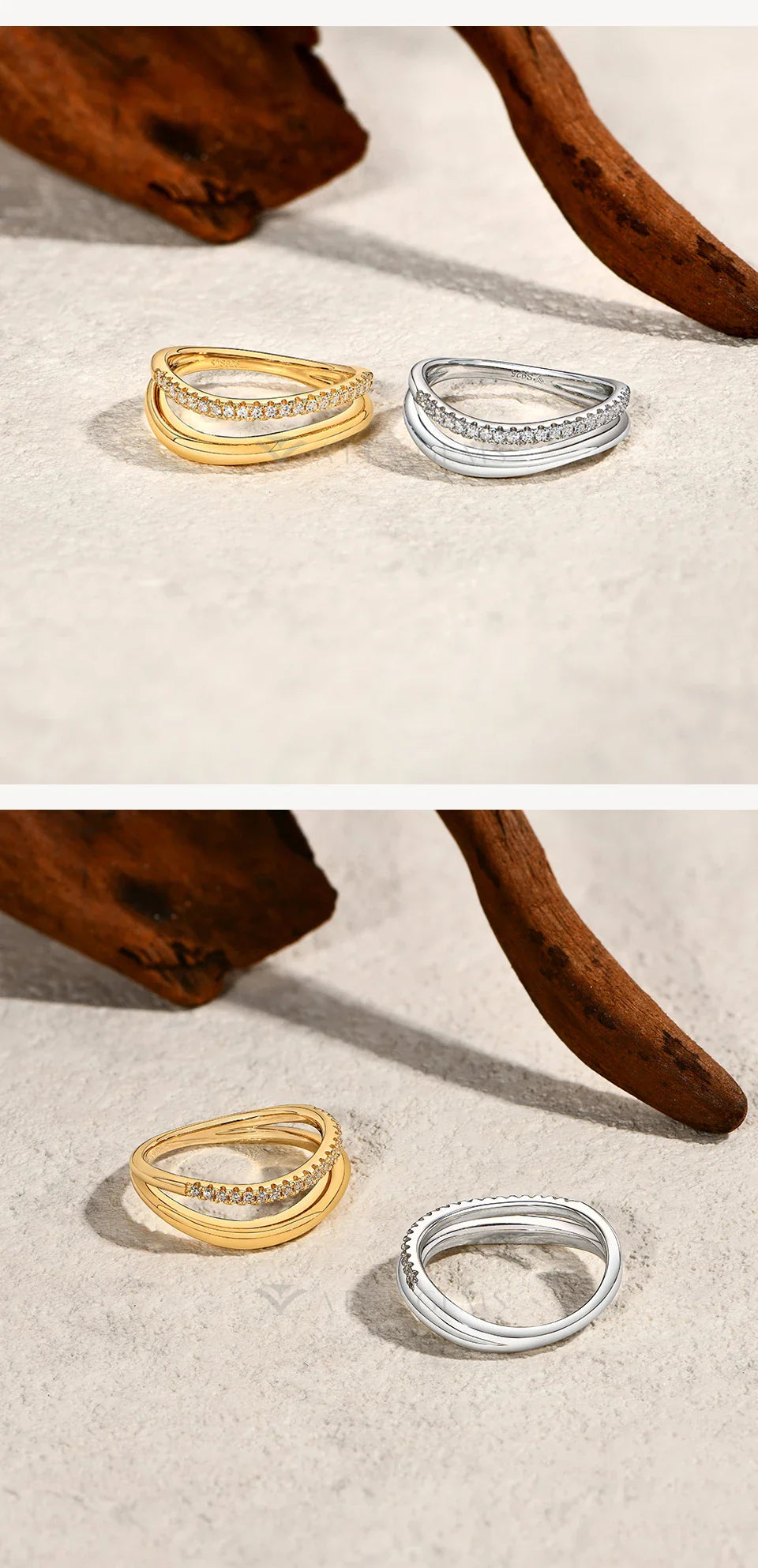 Simple Full Moissanite Ring  DVVS1 Original s925 Sterling Silver Engagement Wavy Band for Women  Cocktail Party Jewelry