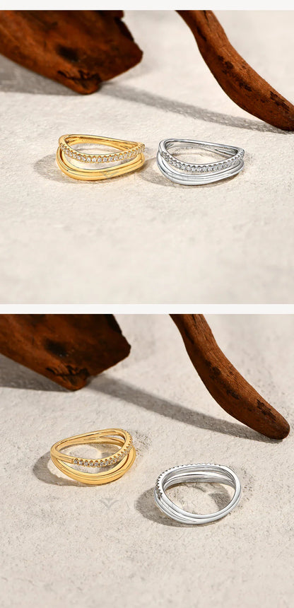 Simple Full Moissanite Ring  DVVS1 Original s925 Sterling Silver Engagement Wavy Band for Women  Cocktail Party Jewelry