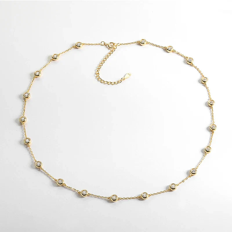 Sparkling Bubble 3mm 2cttw D Color Full Moissanite Tennis Necklace for Women S925 Silver Diamond Men Neck Chain Necklaces