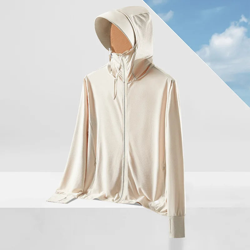 Men's Summer New Sunscreen Clothing Women's Large Brim UPF50 + UV Protection Ice Silk Sunscreen Clothing Outdoor Skin Clothing