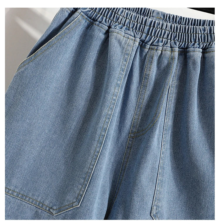 Wide Leg Denim Shorts For Women 2024 Summer New Arrivals High Waist Big Pockets Blue Color Jeans Shorts Casual Pants Trousers