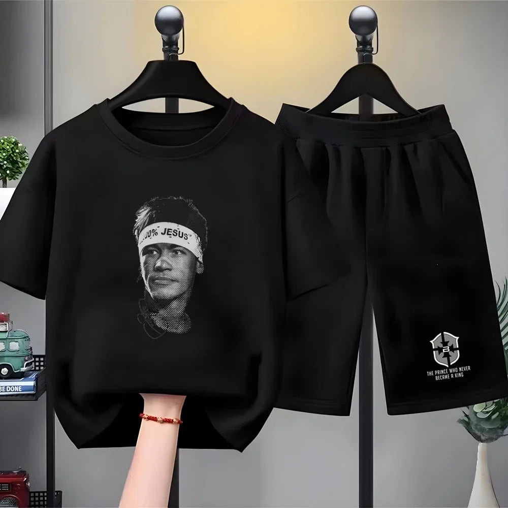 Children Neymar's avatar T-shirt+Shorts black Boys Girls Toddler 3-12Yrs Sports Set Summe cool Short-sleeved white Clothing