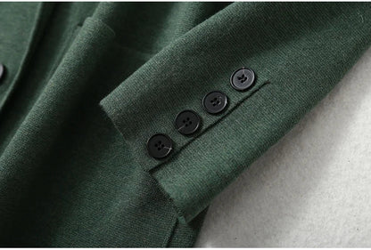 Women Blazer Cashmere Silk Blends Solid Colors Camel Long Sleeve Buttons Down Fashion Jacket Coat  Winter Warm XL XXL LY051