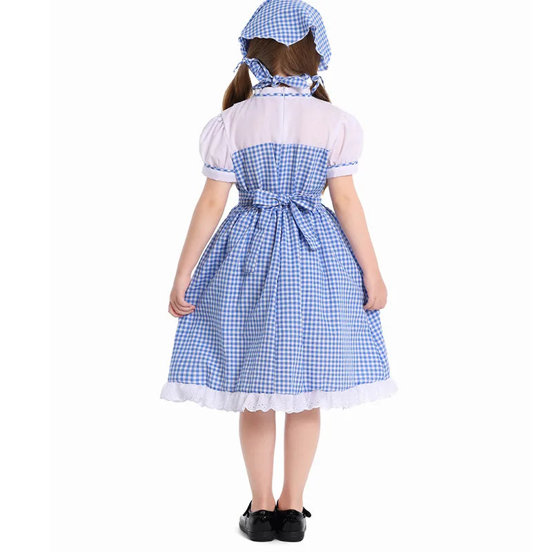 Hildren's Dorothy From The Wizard of Oz Costume Halloween Cosplay Lolita Maid Pastoral Character Shooting Dress