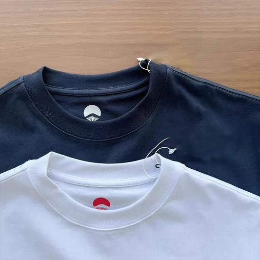 Limited Edition Japan Fuji Mountain Embroidered Loose Couple Men Women Short Sleeve T-Shirt Cotton Summer Casual O-Neck Tops
