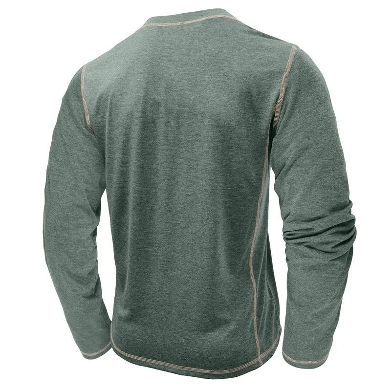 Men's Cotton Button Henley Neck Shirt Long Sleeve Casual Button Solid Color Fashion Streetwear Tops Tees T-Shirts Men Clothing
