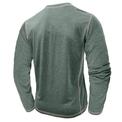 Men's Cotton Button Henley Neck Shirt Long Sleeve Casual Button Solid Color Fashion Streetwear Tops Tees T-Shirts Men Clothing