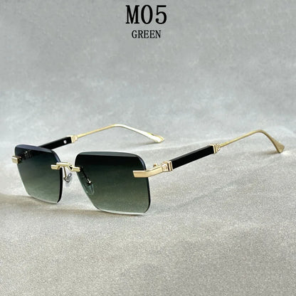 Designer Sunglasses For Men Vintage Rimless Sunglasses Women Trendy Luxury Square Fashion Glasses Vintage Gafas De Sol Hombre