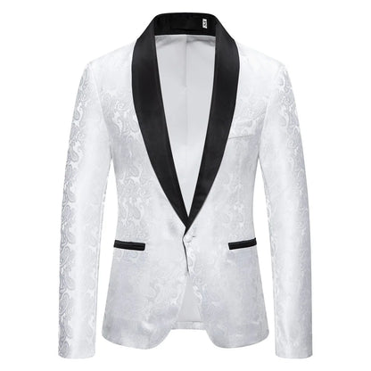 2026 New Men's Red Cashew Flower Blazer, Wedding Party Dress Jacket, White Blue Black Brands Blazers Coat, S M L XL XXL