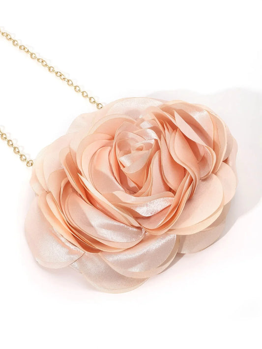 Fashion Pink Flower Petal Banquet Floral Dress Purse Evening Day Clutch Bag Women Luxury Prom Party Wedding Day Bag