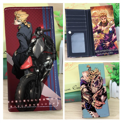 Anime JoJo's Bizarre Adventure - Portefeuille pliant en cuir synthétique PU kaki pour homme - Porte-monnaie cool Kujo Jotaro avec pince à billets