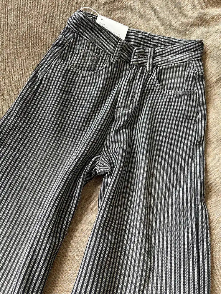 2025 Winter Women's Korean Designer Striped Velvet Denim Pants Y2K 2000s Warm Vintage Baggy Jean Japanese Harajuku Jeans New In