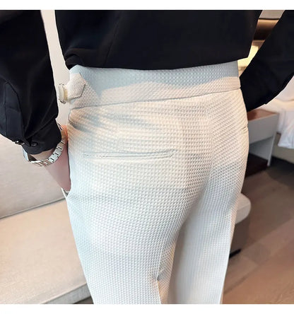 High Waisted Suit Pants for Men 2026 New Solid Color Formal Pantalones Hombre Casual Slim Fit Dress Pants Trousers Men Clothing