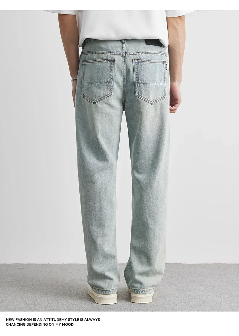 Straight Jeans Summer 2025 New Thin Retro Loose Casual Fashion Wide Pants Straight Pants Large Size Jeans 25-36