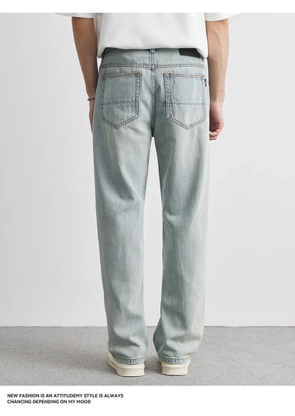 Straight Jeans Summer 2025 New Thin Retro Loose Casual Fashion Wide Pants Straight Pants Large Size Jeans 25-36