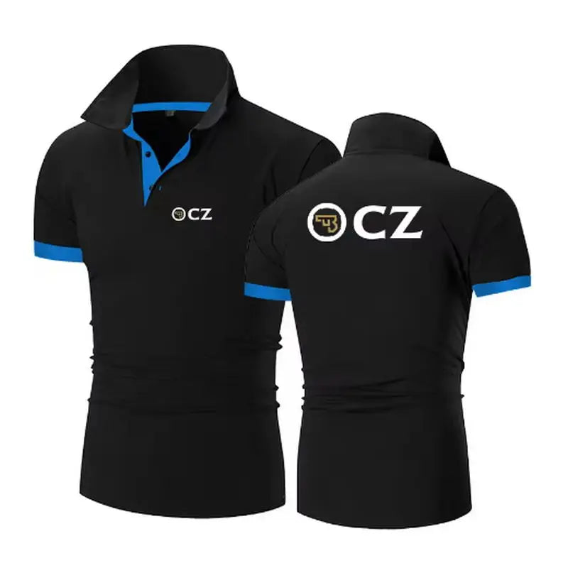 CZ Ceska Zbrojovka 2025 Men's New Summer Hot Sale Fashion Cotton Breathable Polos Shirt Casual Solid Color Slim Fit Top Clothing
