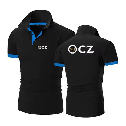 CZ Ceska Zbrojovka 2025 Men's New Summer Hot Sale Fashion Cotton Breathable Polos Shirt Casual Solid Color Slim Fit Top Clothing