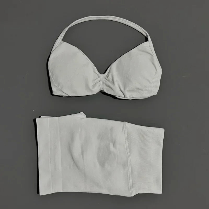 2PCS HISTELLO Sports Seamless Yoga Set Push Up Women Bra Scrunch Butt Lift Leggings Ultra Soft Comfort Yoga Workout Wear