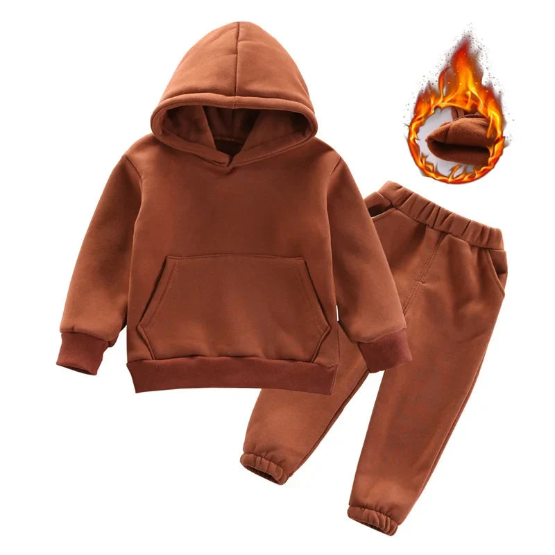 New Autumn Winter Fashion Baby Girls Clothes Children Boys Thicken Hoodies Pants 2Pcs/Set Toddler Sports Costume Kids Tracksuits