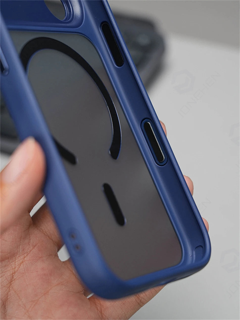 جراب خلفي برتقالي غير لامع ومقاوم للصدمات مع إطار عدسة كاميرا Magsafe قابل للفصل لهاتف iPhone 17Pro 17 Pro Max وزر الكاميرا