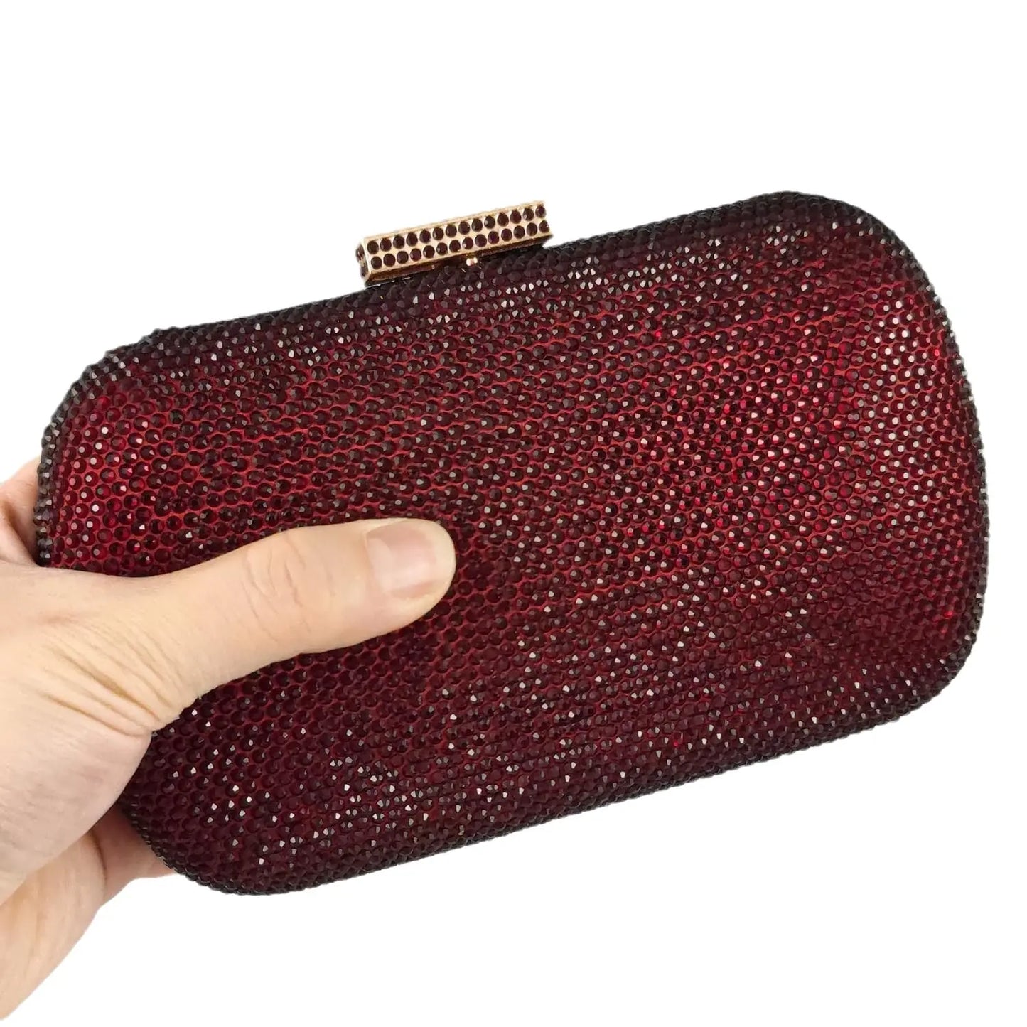 Burgundy Crystal Evening Bags and Clutches for Women Formal Party Rhinestone Handbags Wedding Clutch Purse
