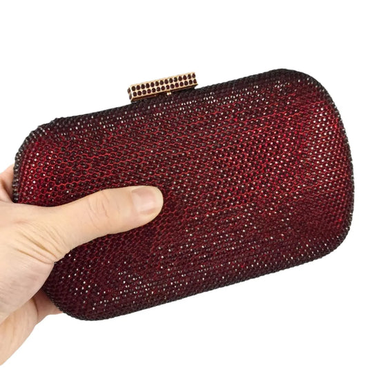 Burgundy Crystal Evening Bags and Clutches for Women Formal Party Rhinestone Handbags Wedding Clutch Purse