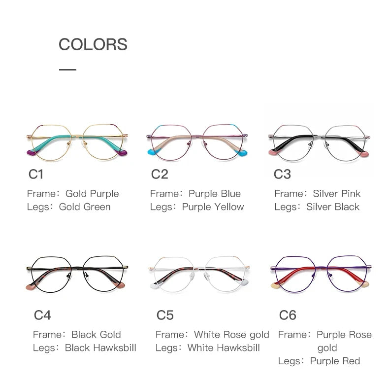 Metal Myopia Prescription Glasses Hyperopia Reading Glasses Women Anti Blue Light Computer  Glasses Optical Glasses Frame