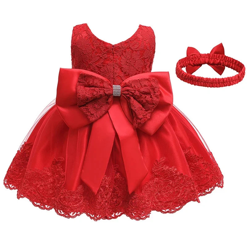 Children's Elegant Dresses For Girls Baby 1st Birthday Party Dress Girls Princess Skirt Kids Lace Vestidos 0-24Months