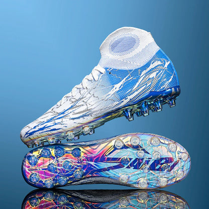 Breathable high top electroplated bottom soccer bootsFG long nails provide super strong grip and durability
