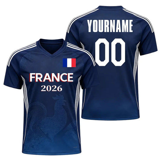 2026 France Flag Print Football Jersey Custom Name Number Quick Dry Sports Tees For Soccer Fans Training Uniform Dropshipping