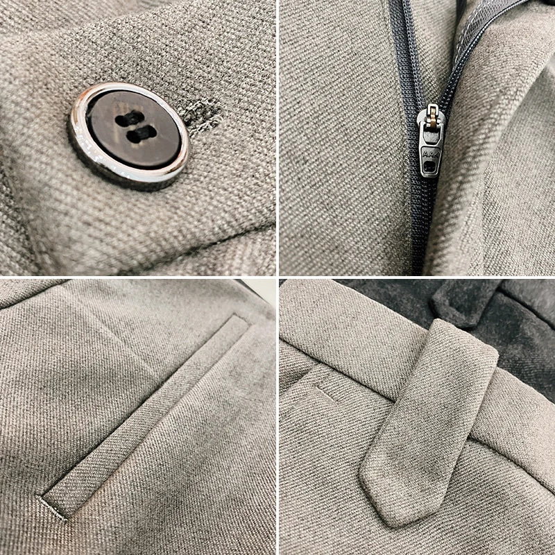 2025 Autumn Winter New Woolen Thickened Suit Pants High Quality Men Slim Fit Straight Formal Business Social Office Dress Pants