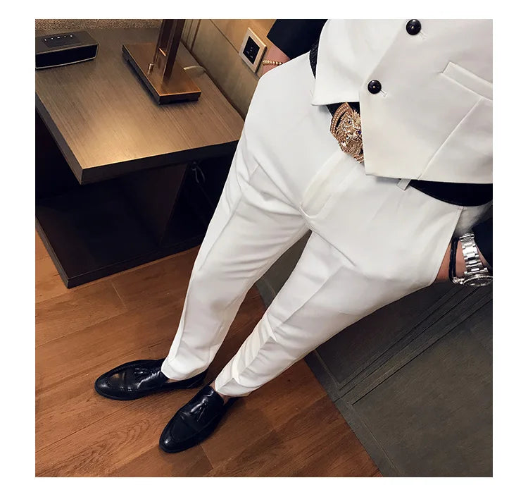 2022 Spring Summer New Men Suit Pants Solid Color Casual Business Dress Pants Slim Fit Trousers Formal Men Social Casual Pants