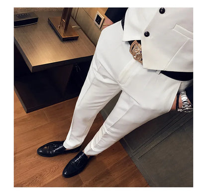 2022 Spring Summer New Men Suit Pants Solid Color Casual Business Dress Pants Slim Fit Trousers Formal Men Social Casual Pants