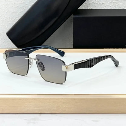 Luxury Rimless Sunglasses Irregular Square Alloy Acetate High Street Men Women Handmade in Germany UV400 THE MAGIC III with Case