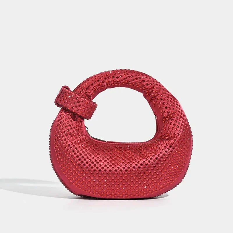 New Small Niche Design Diamond Dumpling Handbag Women's Socialite Style Evening Event Casual Versatile Handbag Water Diamond Bag