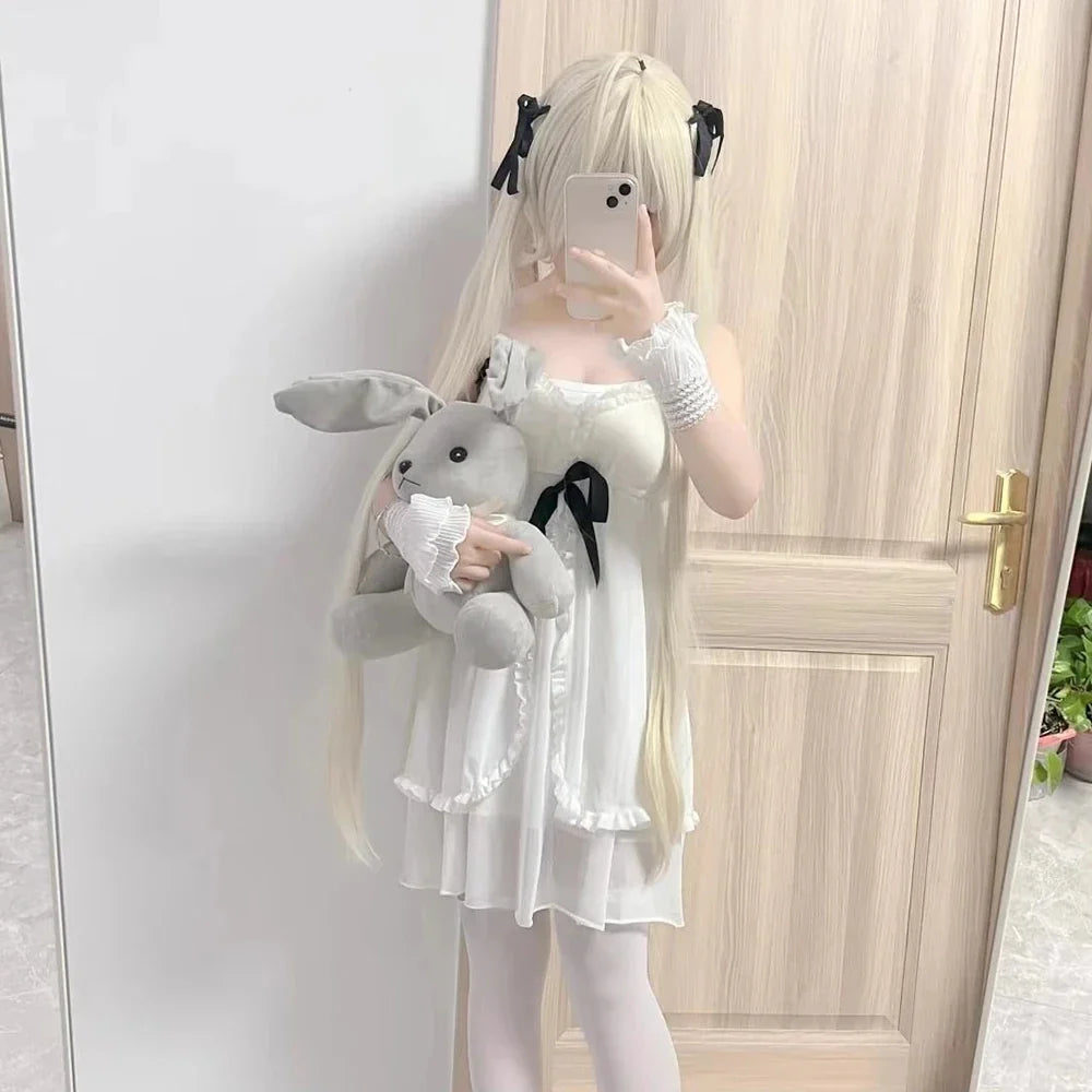 Anime Yosuga No Sora Kasugano Sora Cosplay Costume Girls Sweet Lolita Dress Pajamas Summer Nightgown Ruffle Nightwear Clothes
