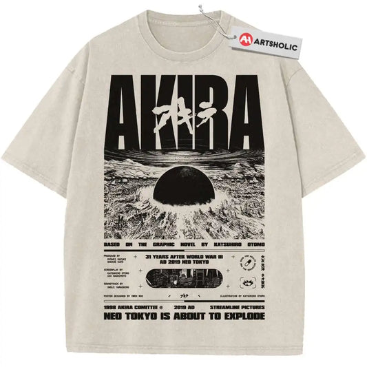 Hot Manga Akira Print T-shirt Summer Short Sleeve Tees High Quality Cotton Men Women Clothing Vintage Washed Oversized T Shirt