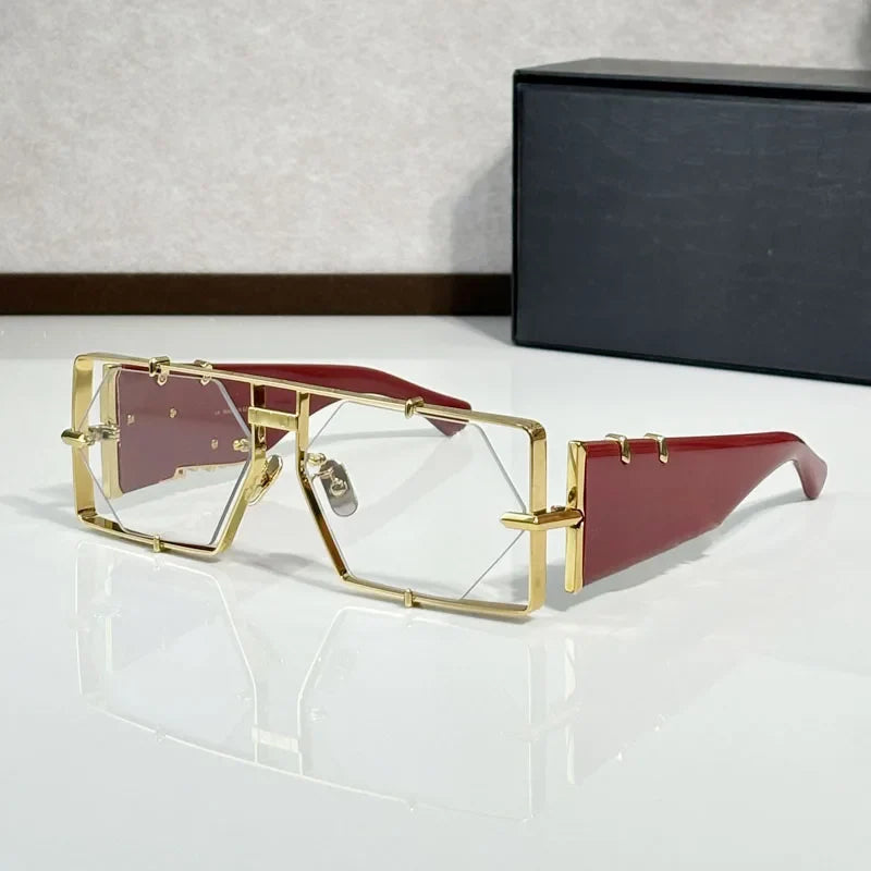 Hexagon 004 Desinger Brand Sunglasses Men Women Metal Thick Acetate Luxury Square Classical Outdoor Solar Shades UV400 with Case