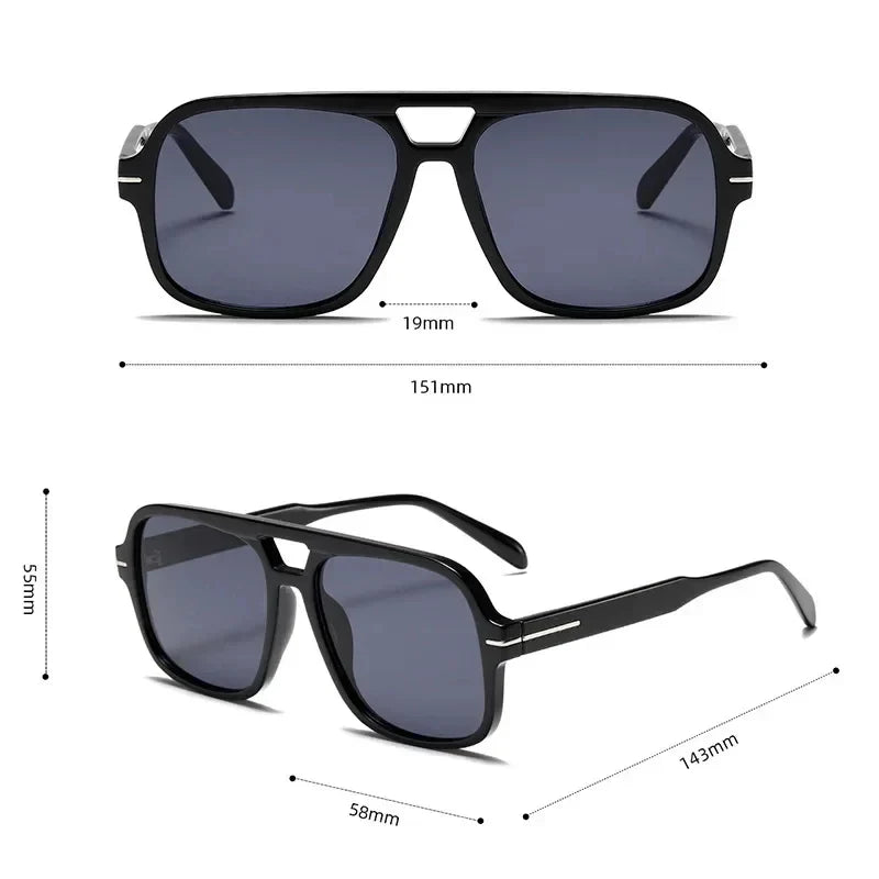 Double Bridge Square Aviator Sunglasses - UV400 Vintage Pilot Style, Retro Classic Sun Glasses for Men Women Unisex
