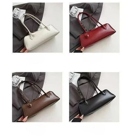 Vintage Long Shoulder Bag Women Shoulder Bag Luxury Cowhide Ladies Handbag Female Commuter Shopping Underarm Bag