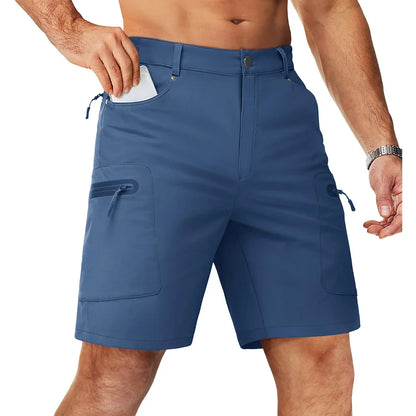 Summer Cargo Shorts Men's Quick Dry Hiking Fishing Shorts Multi-pockets Stretch Waist Casual Shorts Outdoor Male