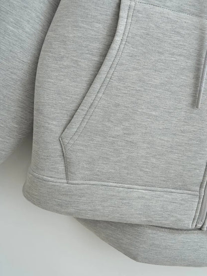 2026 Casual Women's Soild Zipper Hoodie Long Sleeve Big Pocket Zipper Jacket With Hood Female Loose Outerwear Coat Tops