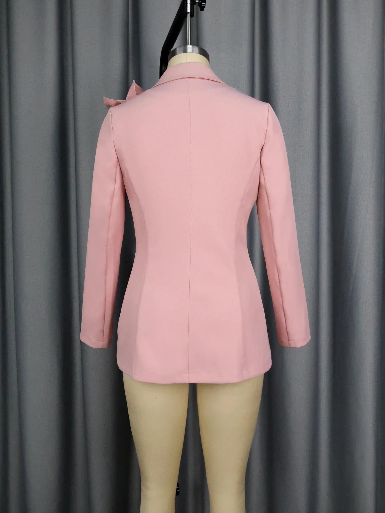 Women Ruffle Suit Blazer Jacket Long Sleeve Pink Elegant Slim Fit Office Outfits Formal Business Wear Tops for Autumn Winter