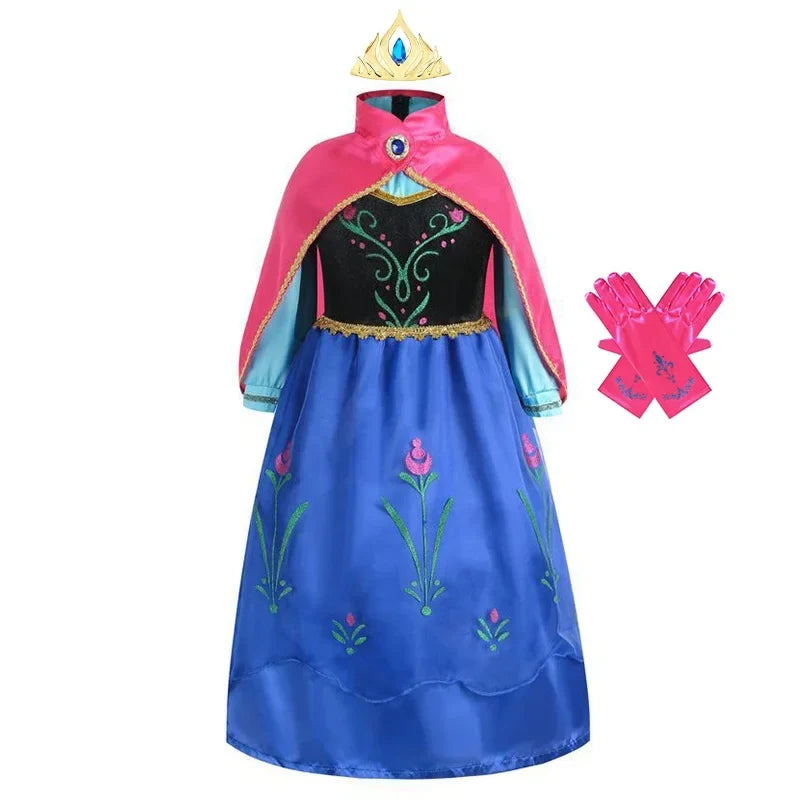 Elsa Anna Princess Dress Girls Cosplay Mesh Sequin Costumes Kids Snow Queen Halloween Carnival Birthday Party Gowns 12Y