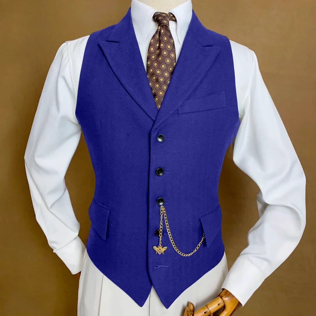 Men Vest Mossy Green Herringbone With Lapel Single Button Waistcoat For Wedding Party Business Work Daily Casual Men Suit Vest